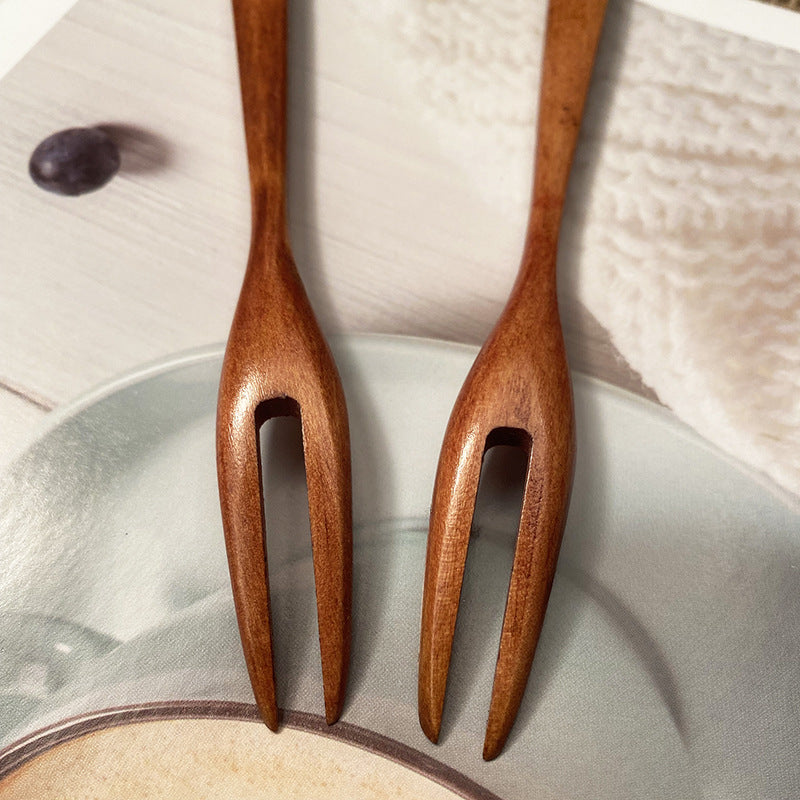 EcoFork™|木のぬくもりで味わう。天然木の二又フルーツ&デザートフォーク