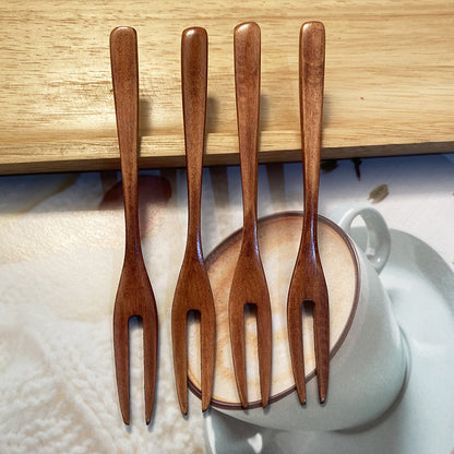 EcoFork™｜木のぬくもりで味わう。天然木の二又フルーツ＆デザートフォーク